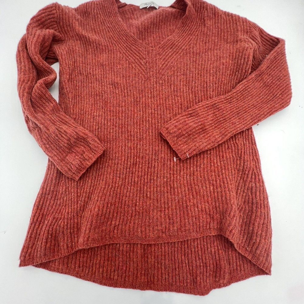 Madewell Woodside Merino Wool Sweater Long Sleeve Size Small Orange